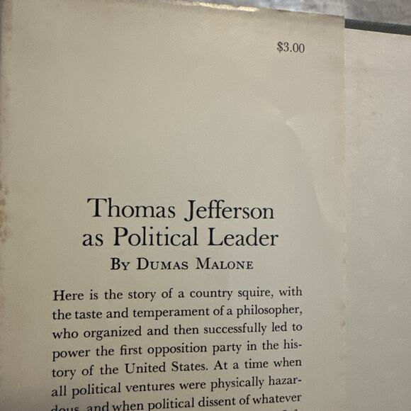 Dumas Malone Thomas Jefferson as Political Leader (Hardback) 1963 - Picture 2 of 6